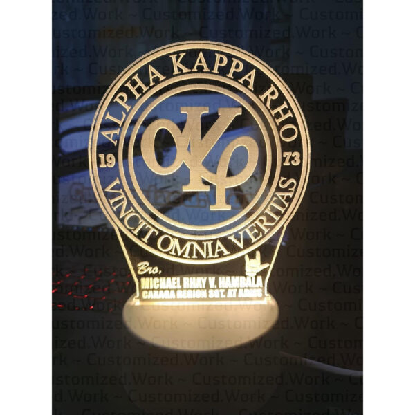SKEPTRON DESK LAMP - ALPHA KAPPA RHO - PERSONALIZED WITH NAME & CLUB - ENGRAVED - Image 3