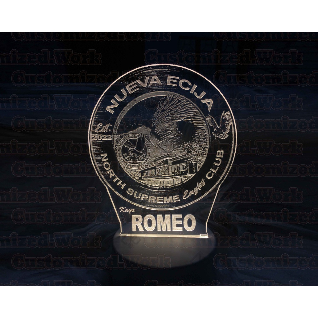 CUSTOMIZED MODERN LED LIGHTED TROPHY, TOKEN, PLAQUE & LAMPARA of Logo /Photo Engrave with your name - Image 4