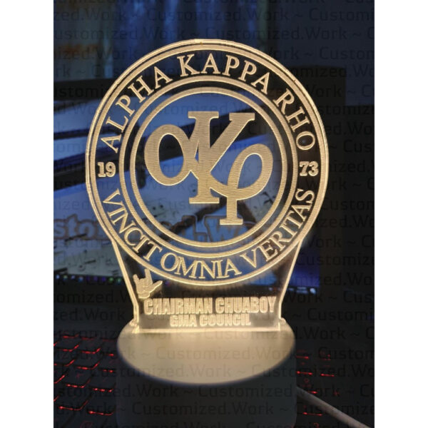 SKEPTRON DESK LAMP - ALPHA KAPPA RHO - PERSONALIZED WITH NAME & CLUB - ENGRAVED