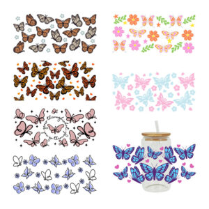 UV DTF Transfer Sticker Butterfly Theme For The 16oz Libbey Glasses Wraps Cup Can DIY Easy To Use