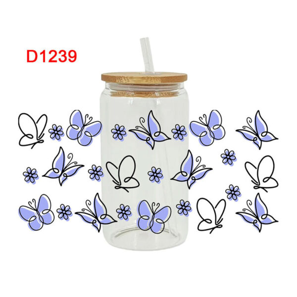 UV DTF Transfer Sticker Butterfly Theme For The 16oz Libbey Glasses Wraps Cup Can DIY Easy To Use - Image 10
