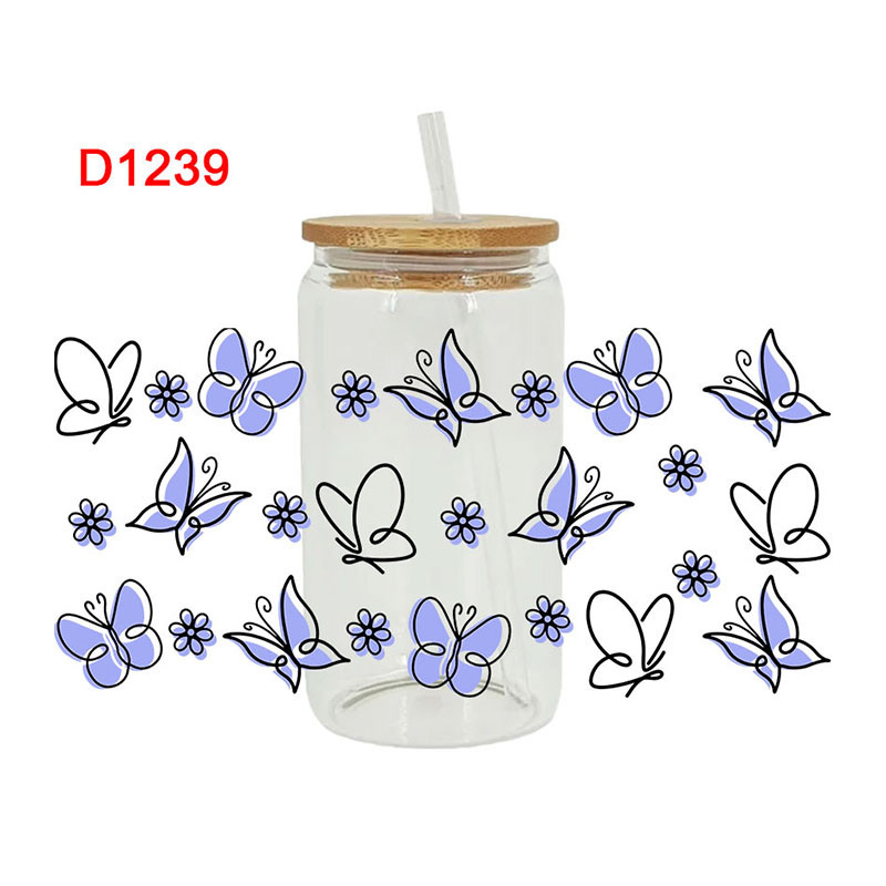 UV DTF Transfer Sticker Butterfly Theme For The 16oz Libbey Glasses Wraps Cup Can DIY Easy To Use - Image 10