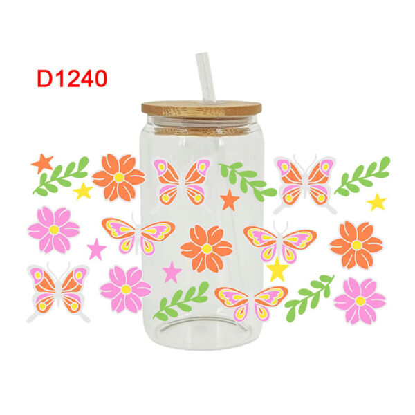 UV DTF Transfer Sticker Butterfly Theme For The 16oz Libbey Glasses Wraps Cup Can DIY Easy To Use - Image 9