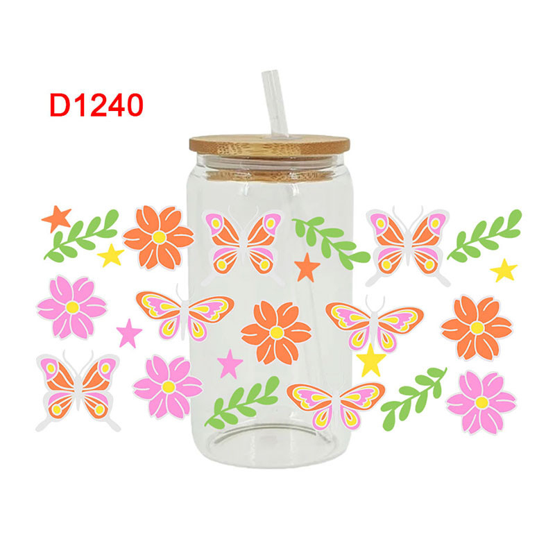 UV DTF Transfer Sticker Butterfly Theme For The 16oz Libbey Glasses Wraps Cup Can DIY Easy To Use - Image 9