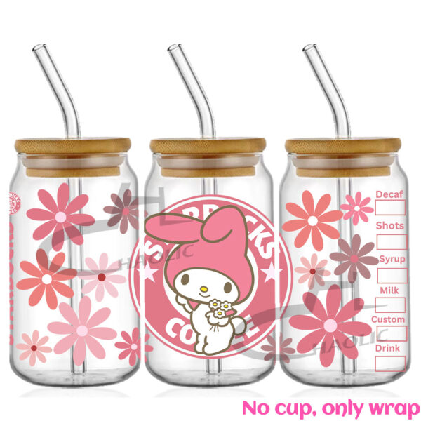 Sanrio UV DTF 16oz Cup Wrap Glass Plastic Can Wraps Selfadhesive Sticker Ready to Ship Without Cup - Image 2