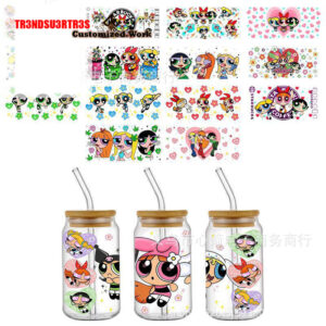 1pc Powerpuff Girls Buttercup Bubbles UV DTF Sticker For 16oz Cups Wrap Transfer Custom