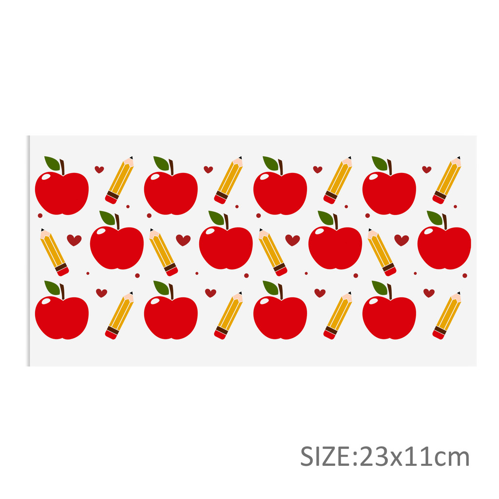Back to School Apple UV DTF Sticker For 16oz Glass Cups Wrap Transfer Sticker Labels Logo - Image 2