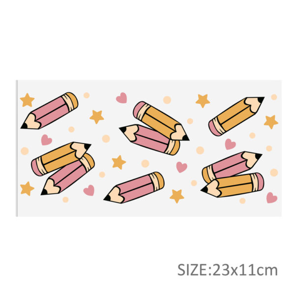 Back to School Apple UV DTF Sticker For 16oz Glass Cups Wrap Transfer Sticker Labels Logo - Image 6