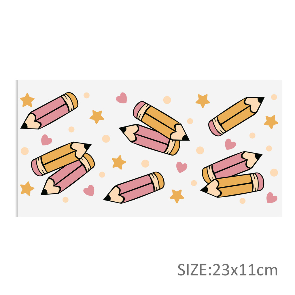 Back to School Apple UV DTF Sticker For 16oz Glass Cups Wrap Transfer Sticker Labels Logo - Image 6