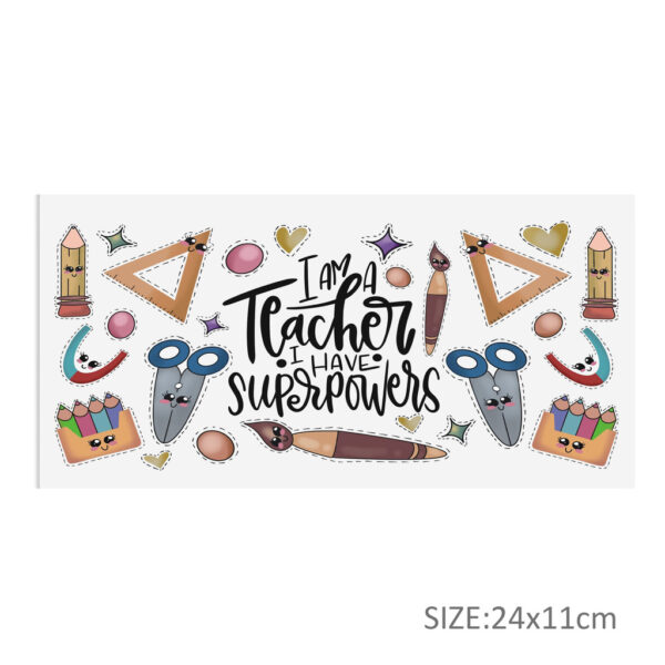 Back to School Apple UV DTF Sticker For 16oz Glass Cups Wrap Transfer Sticker Labels Logo - Image 7