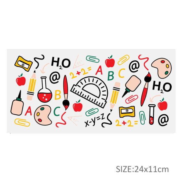 Back to School Apple UV DTF Sticker For 16oz Glass Cups Wrap Transfer Sticker Labels Logo - Image 11