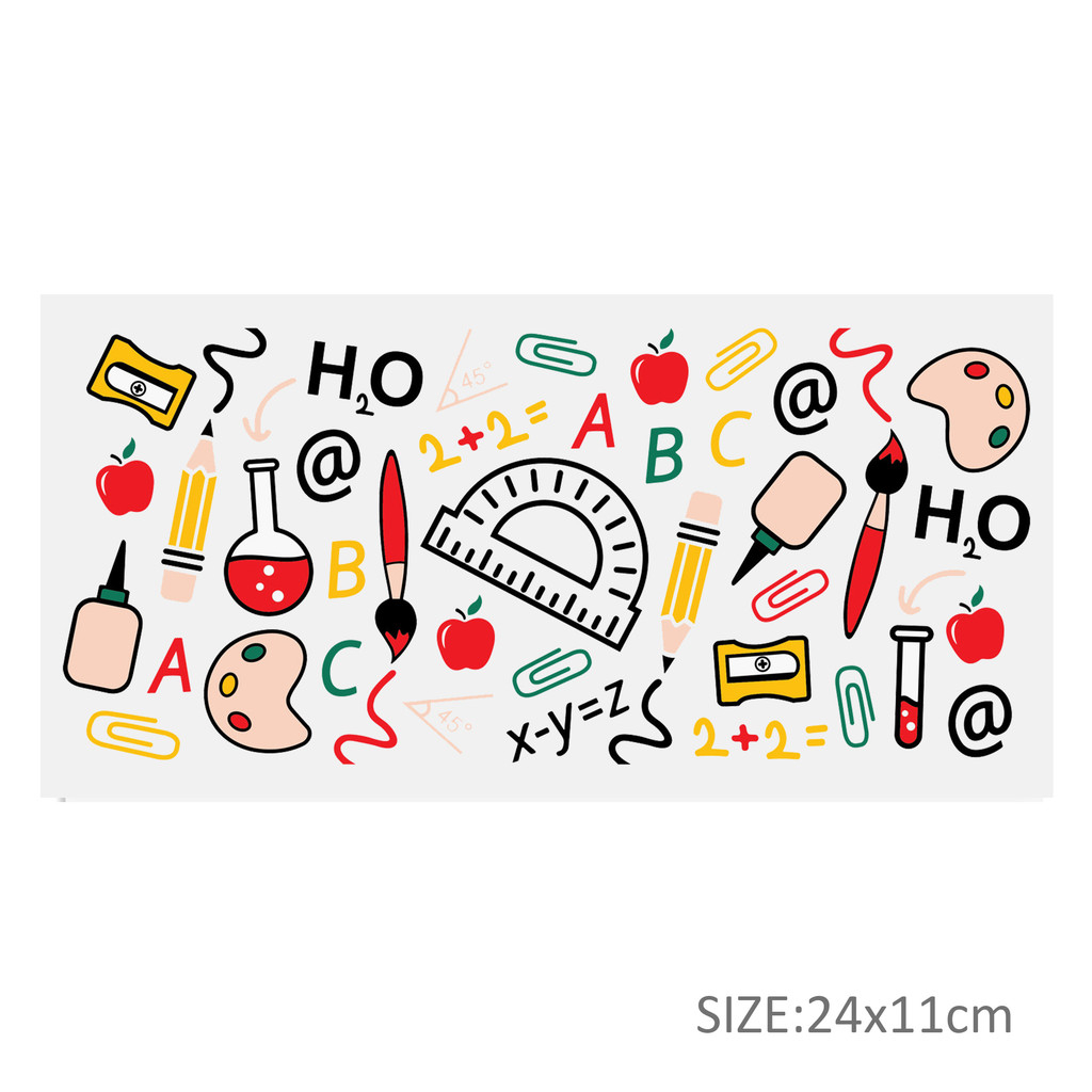 Back to School Apple UV DTF Sticker For 16oz Glass Cups Wrap Transfer Sticker Labels Logo - Image 11