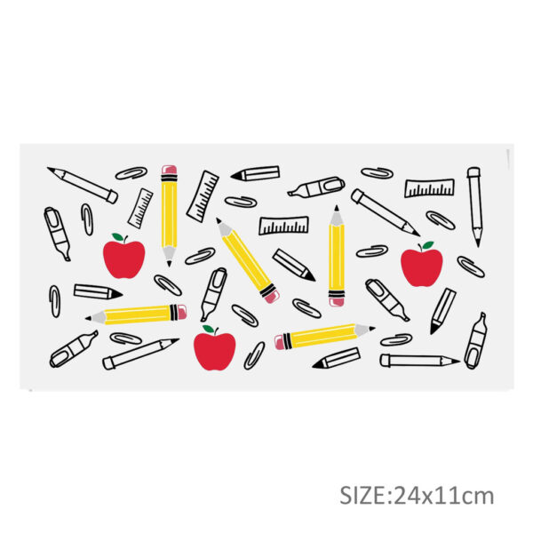 Back to School Apple UV DTF Sticker For 16oz Glass Cups Wrap Transfer Sticker Labels Logo - Image 13