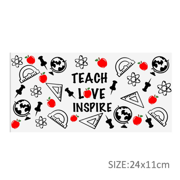 Back to School Apple UV DTF Sticker For 16oz Glass Cups Wrap Transfer Sticker Labels Logo - Image 15