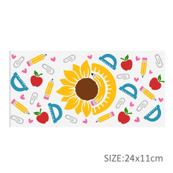 Back to School Apple UV DTF Sticker For 16oz Glass Cups Wrap Transfer Sticker Labels Logo - Image 16
