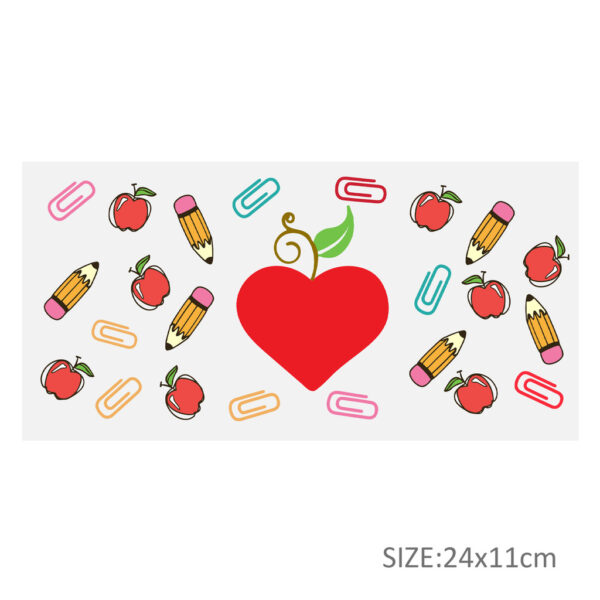Back to School Apple UV DTF Sticker For 16oz Glass Cups Wrap Transfer Sticker Labels Logo - Image 17