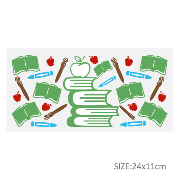 Back to School Apple UV DTF Sticker For 16oz Glass Cups Wrap Transfer Sticker Labels Logo - Image 18