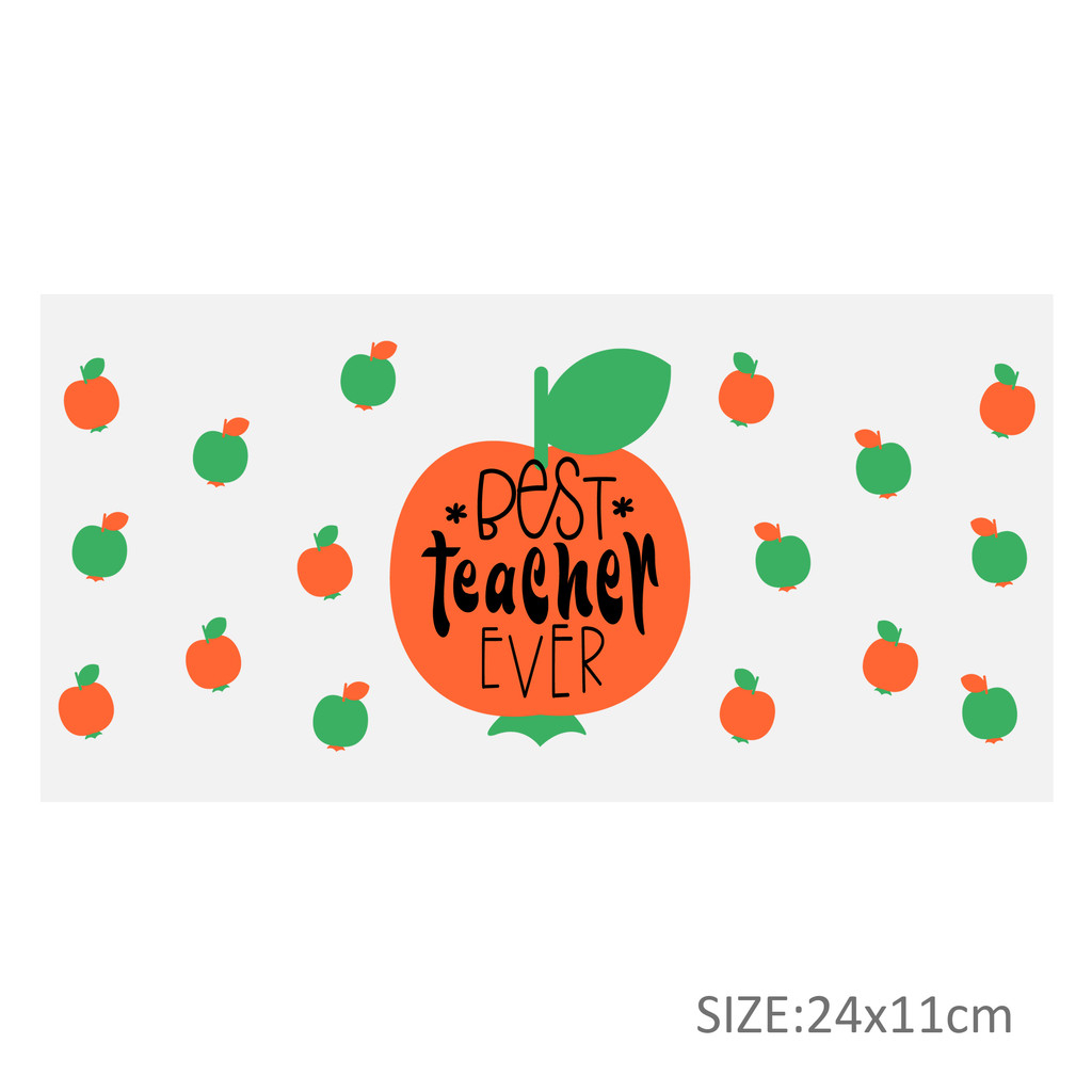 Back to School Apple UV DTF Sticker For 16oz Glass Cups Wrap Transfer Sticker Labels Logo - Image 26