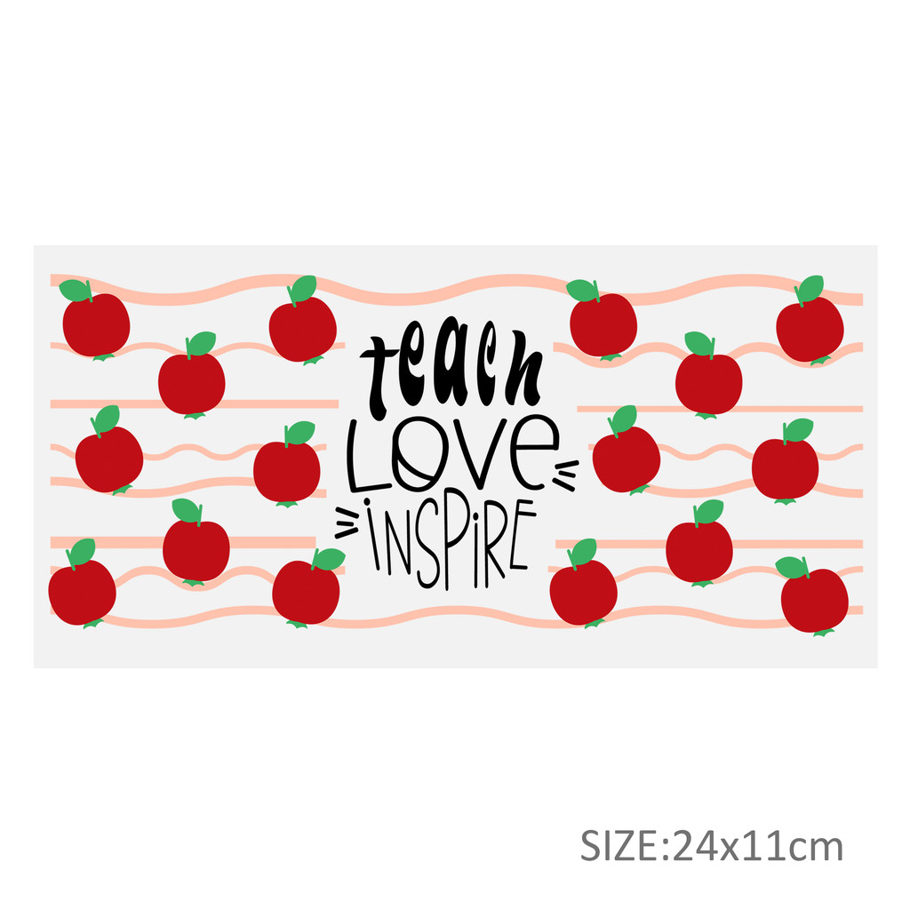 Back to School Apple UV DTF Sticker For 16oz Glass Cups Wrap Transfer Sticker Labels Logo - Image 27