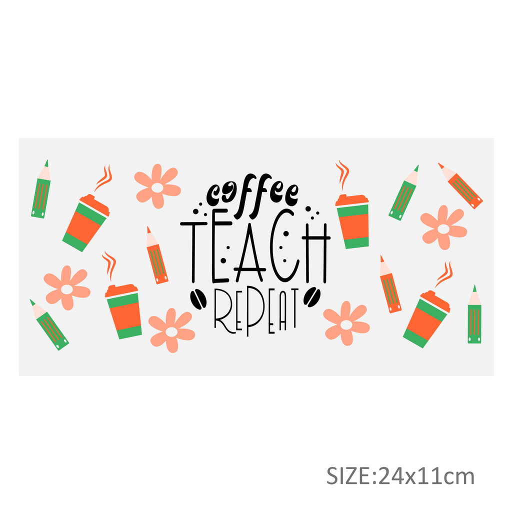 Back to School Apple UV DTF Sticker For 16oz Glass Cups Wrap Transfer Sticker Labels Logo - Image 29