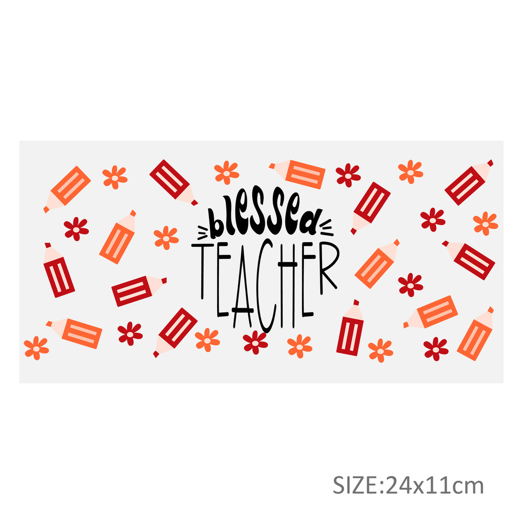Back to School Apple UV DTF Sticker For 16oz Glass Cups Wrap Transfer Sticker Labels Logo - Image 30