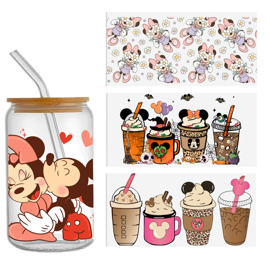 Disney Mickey 16oz DTF Sticker Cup Cool UV Wrap Transfer Sticker Label DIY Logo
