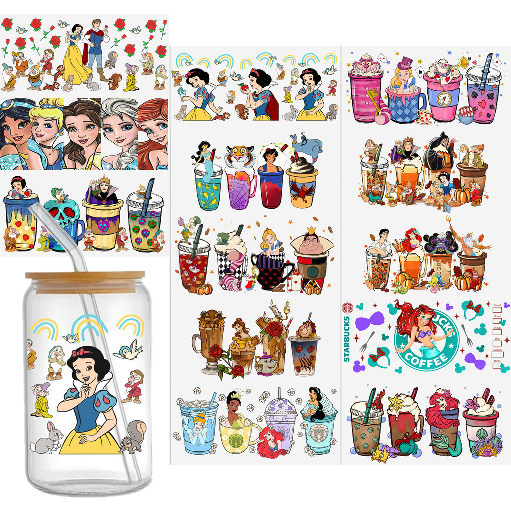 Disney 16oz DTF Sticker For Cups Cool UV Wrap Transfer Sticker Labels DIY Logo