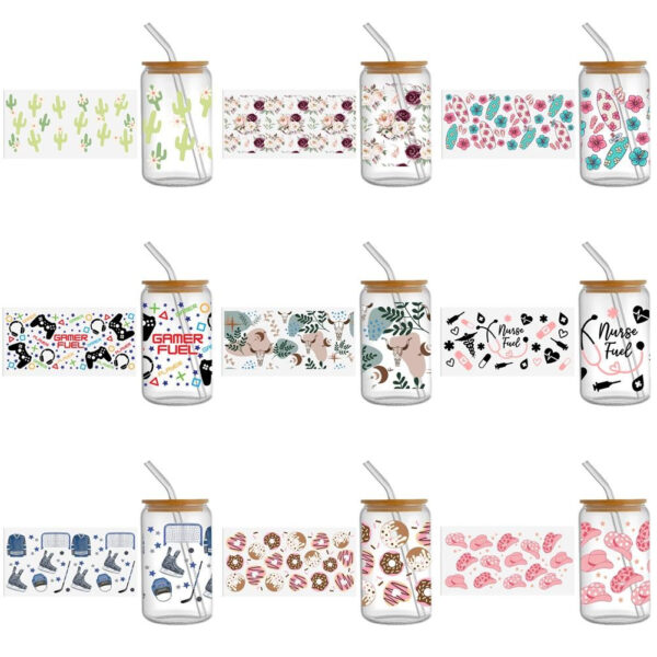 Animal Plant Butterfly UV DTF Sticker For 16oz Cups Wrap Transfer Sticker Labels Logo