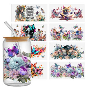 Butterfly UV DTF Sticker For 16oz Cups Wrap Transfer Sticker Labels DIY Logo
