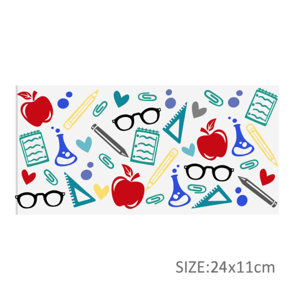 Back to School Apple UV DTF Sticker For 16oz Glass Cups Wrap Transfer Sticker Labels Logo - Image 32