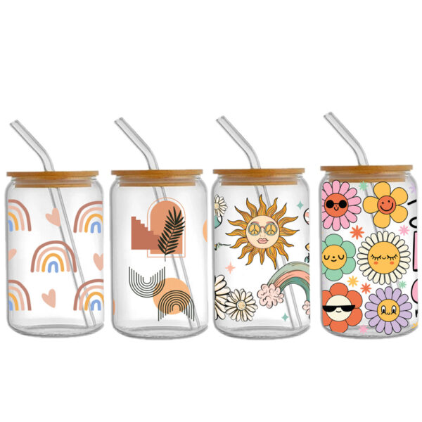 Geometric Patterns UV DTF Sticker For 16oz Cups Wrap Transfer Sticker Labels DIY Logo