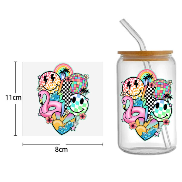 Rainbow 16oz Smile DTF Sticker Cups Cool UV Wrap Transfer Sticker Labels Logo - Image 2