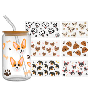 Footprint Puppy 16oz Tumbler Template DTF Sticker Cup Cool UV Wrap Transfer Sticker Label