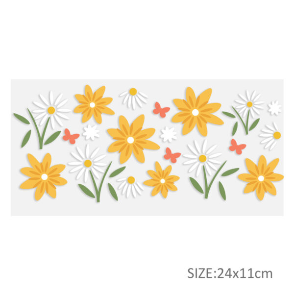 Butterfly Flower 16OZ UV DTF Glass Cup Can Wrap Transfers Stickers Drinks For Labels - Image 3