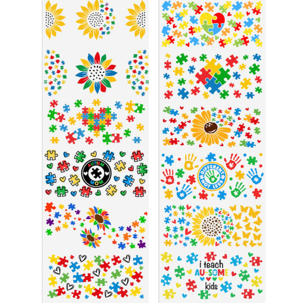 4-12pcs/Set Pencil AUTISM Affirmation Mental Health UV DTF Sticker 16oz Cups Wrap Transfer - Image 2