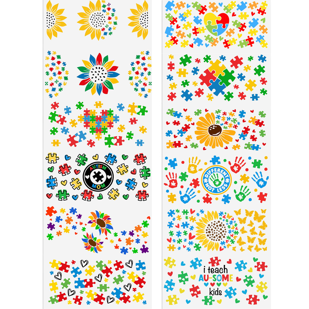 4-12pcs/Set Pencil AUTISM Affirmation Mental Health UV DTF Sticker 16oz Cups Wrap Transfer - Image 2