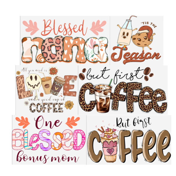 6-12pcs/Set Coffee Football Drinks UV DTF Sticker 16oz Cups Wrap Transfer Custom Labels DIY Logo - Image 2