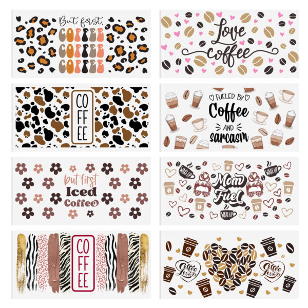 6-12pcs/Set Coffee Football Drinks UV DTF Sticker 16oz Cups Wrap Transfer Custom Labels DIY Logo - Image 4