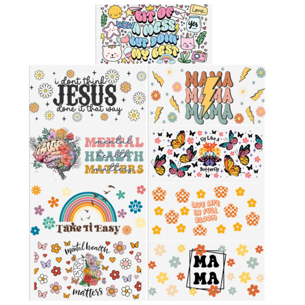 4-12pcs/Set Pencil AUTISM Affirmation Mental Health UV DTF Sticker 16oz Cups Wrap Transfer - Image 3
