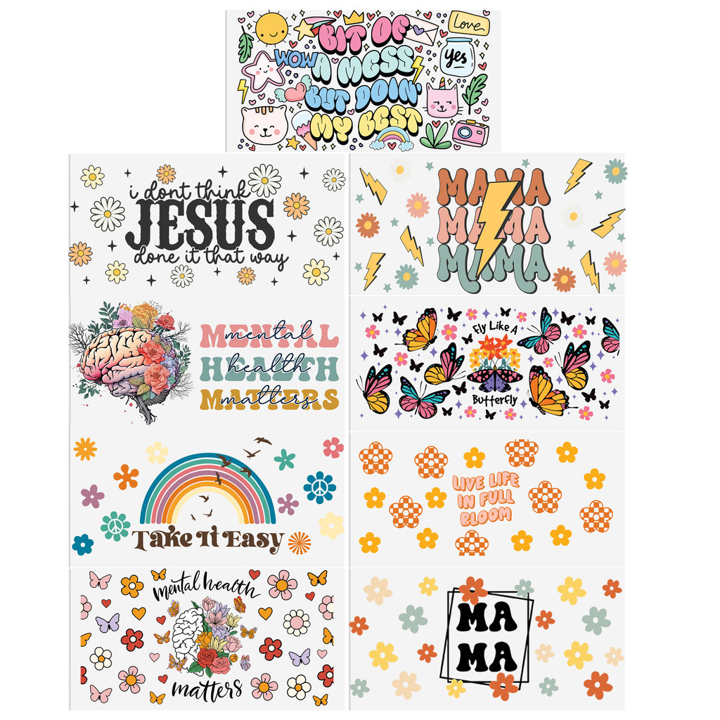 4-12pcs/Set Pencil AUTISM Affirmation Mental Health UV DTF Sticker 16oz Cups Wrap Transfer - Image 3