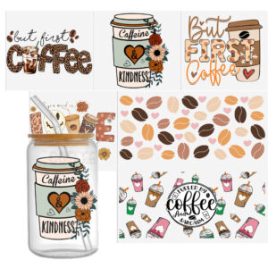 6-12pcs/Set Coffee Football Drinks UV DTF Sticker 16oz Cups Wrap Transfer Custom Labels DIY Logo