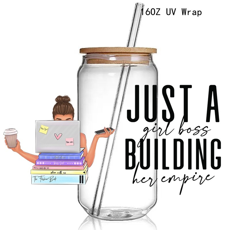 Just A Girl who's buliding Uv Dtf Cup Wraps Transfer Sticker Diy For 16 Oz Glass Cups