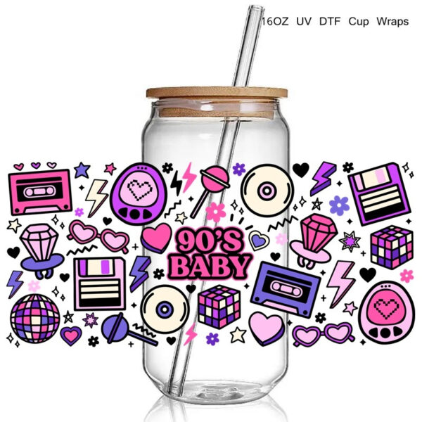 Fashion Trending Cool Design 90S Baby Uv Dtf Cup Wraps Transfer Sticker Diy Gamer Fuel 16 Oz - Image 6