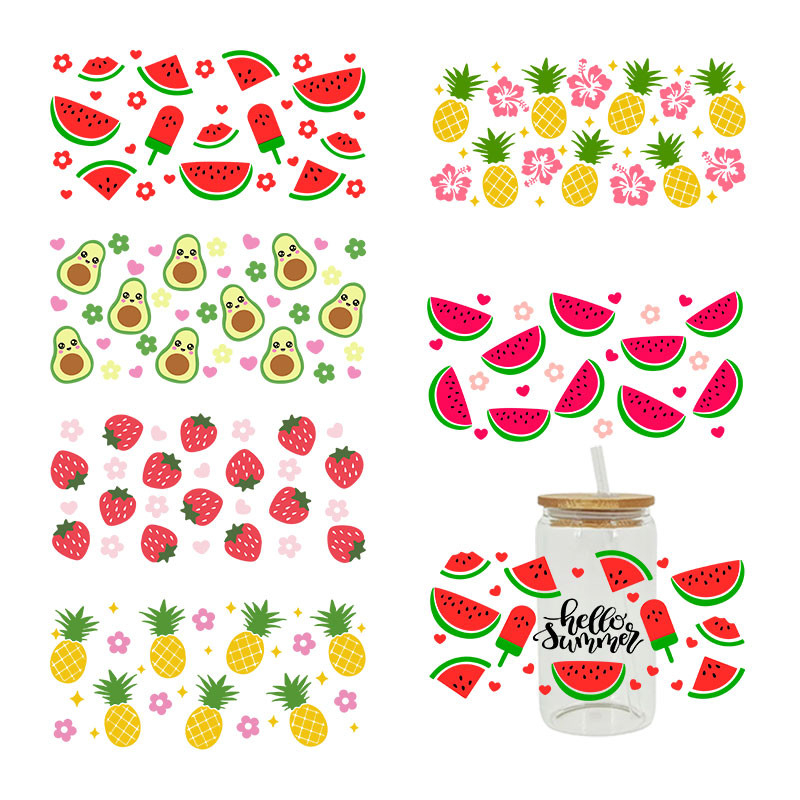 UV DTF Transfer Sticker Fruit Theme For The 16oz Libbey Glasses Wraps Cup Can DIY Easy To Use