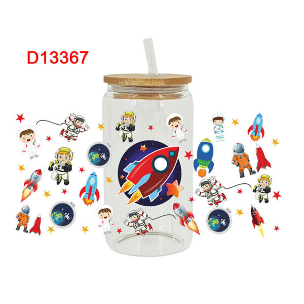 UV DTF Transfer Sticker Space Themed For The 16oz Glasses Wraps Cup Can DIY Waterproof - Image 4