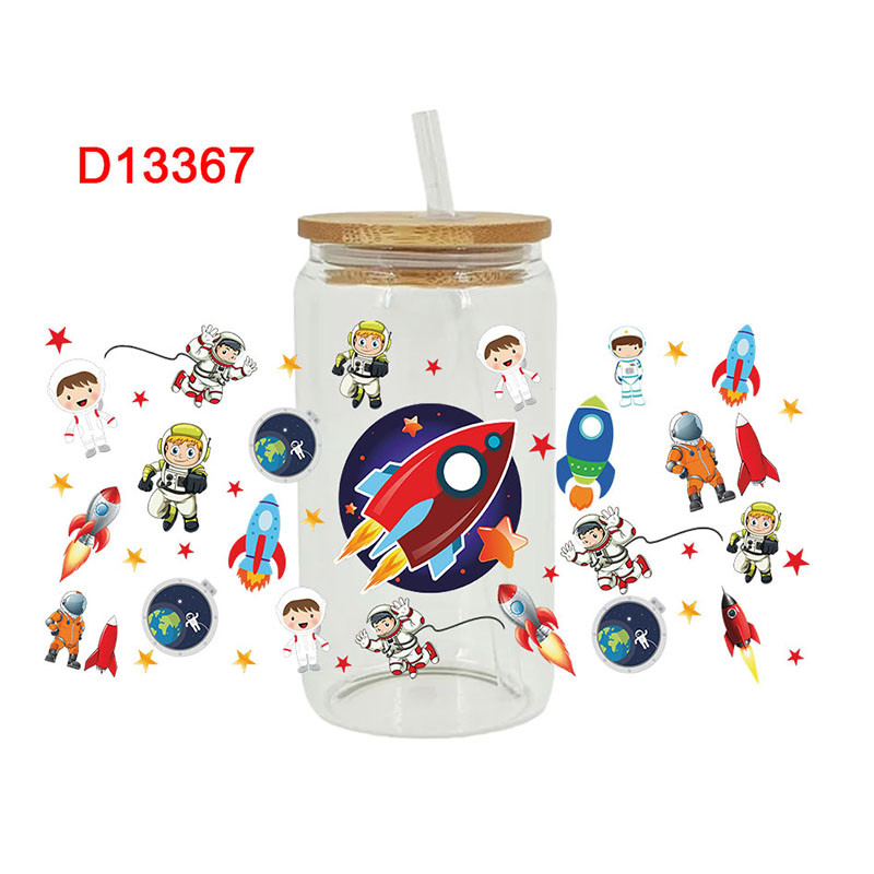 UV DTF Transfer Sticker Space Themed For The 16oz Glasses Wraps Cup Can DIY Waterproof - Image 4