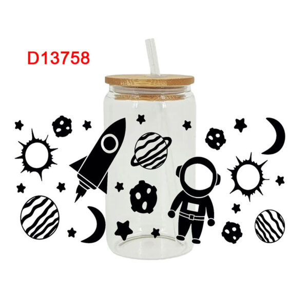 UV DTF Transfer Sticker Space Themed For The 16oz Glasses Wraps Cup Can DIY Waterproof - Image 5