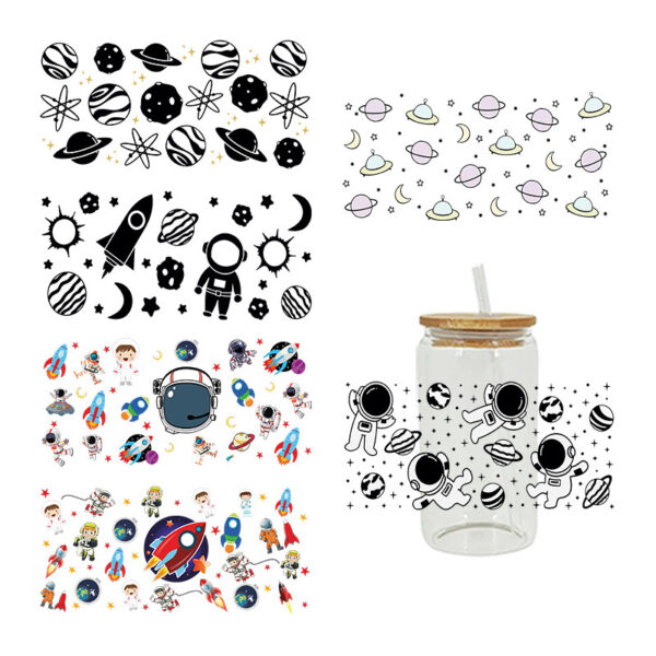 UV DTF Transfer Sticker Space Themed For The 16oz Glasses Wraps Cup Can DIY Waterproof