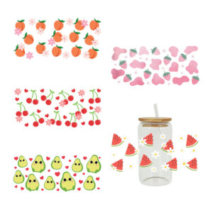 UV DTF Transfer Sticker Fruit Theme For The 16oz Glasses Wraps Cup Can DIY Waterproof