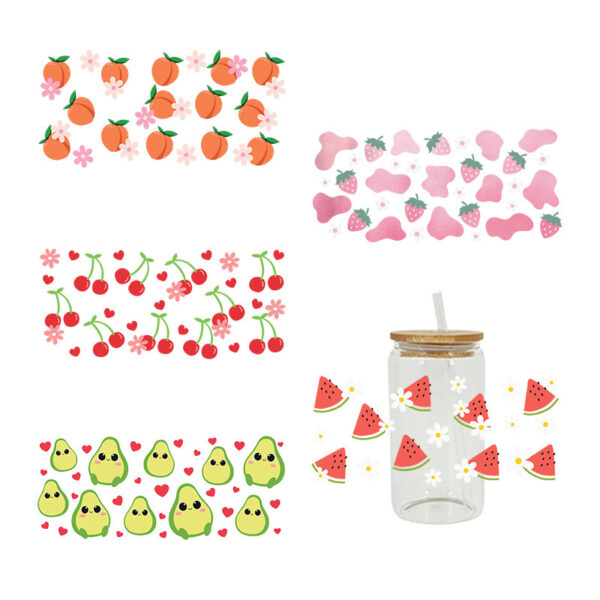 UV DTF Transfer Sticker Fruit Theme For The 16oz Glasses Wraps Cup Can DIY Waterproof